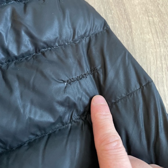 Utex Long Black GOOSEDOWN puffer Jacket Trench w/ Removable hood. Size L - Picture 14 of 15